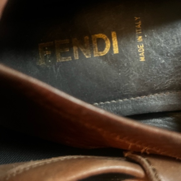 Vintage Fendi Monogram Logo Men Canvas Leather Brown Loafers Size 10.5 Italy main image 6